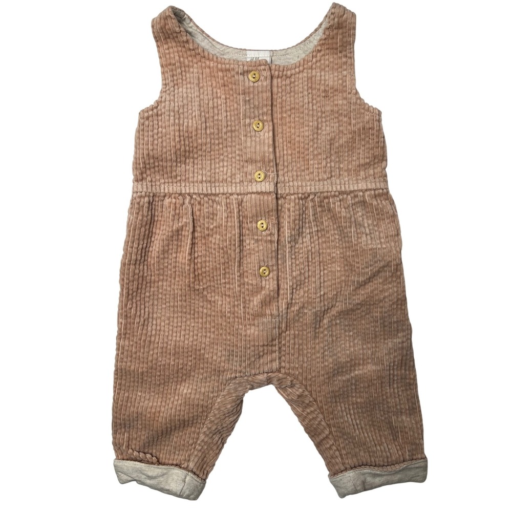 H&M Baby Corduroy Button Front Sleeveless Romper Jumpsuit Tan Size 2-4M
